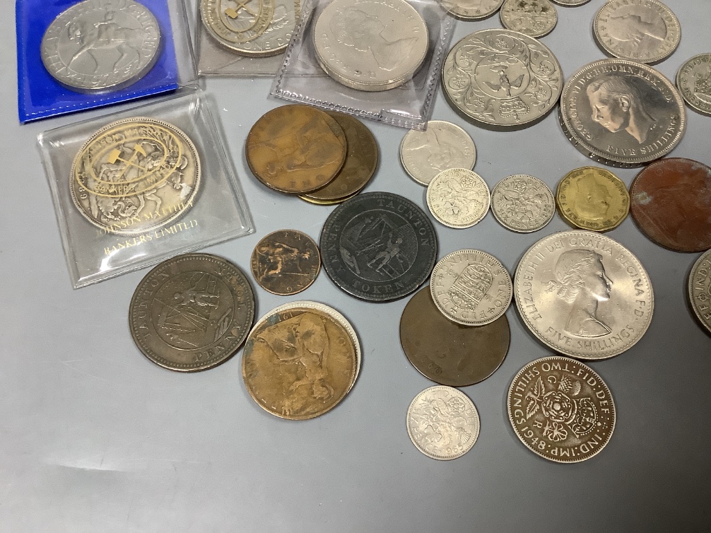 Assorted crowns and other coins